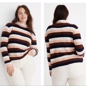 Madewell Striped Evercrest Turtleneck Sweater Size Large